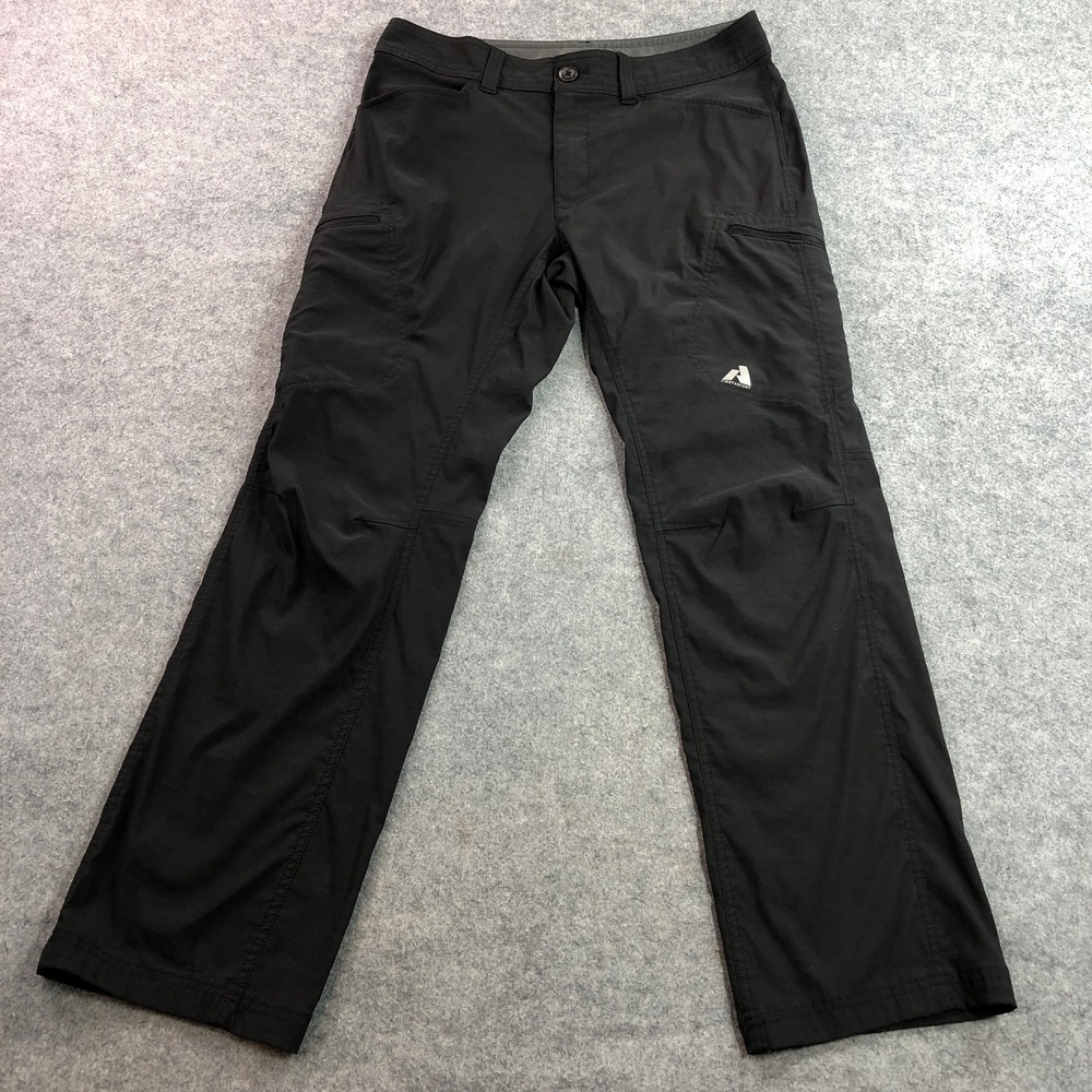 Eddie Bauer Mens First Ascent Hiking Pants 33x32 Black Stretch Cargo Lightweight